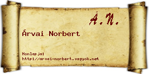 Árvai Norbert névjegykártya